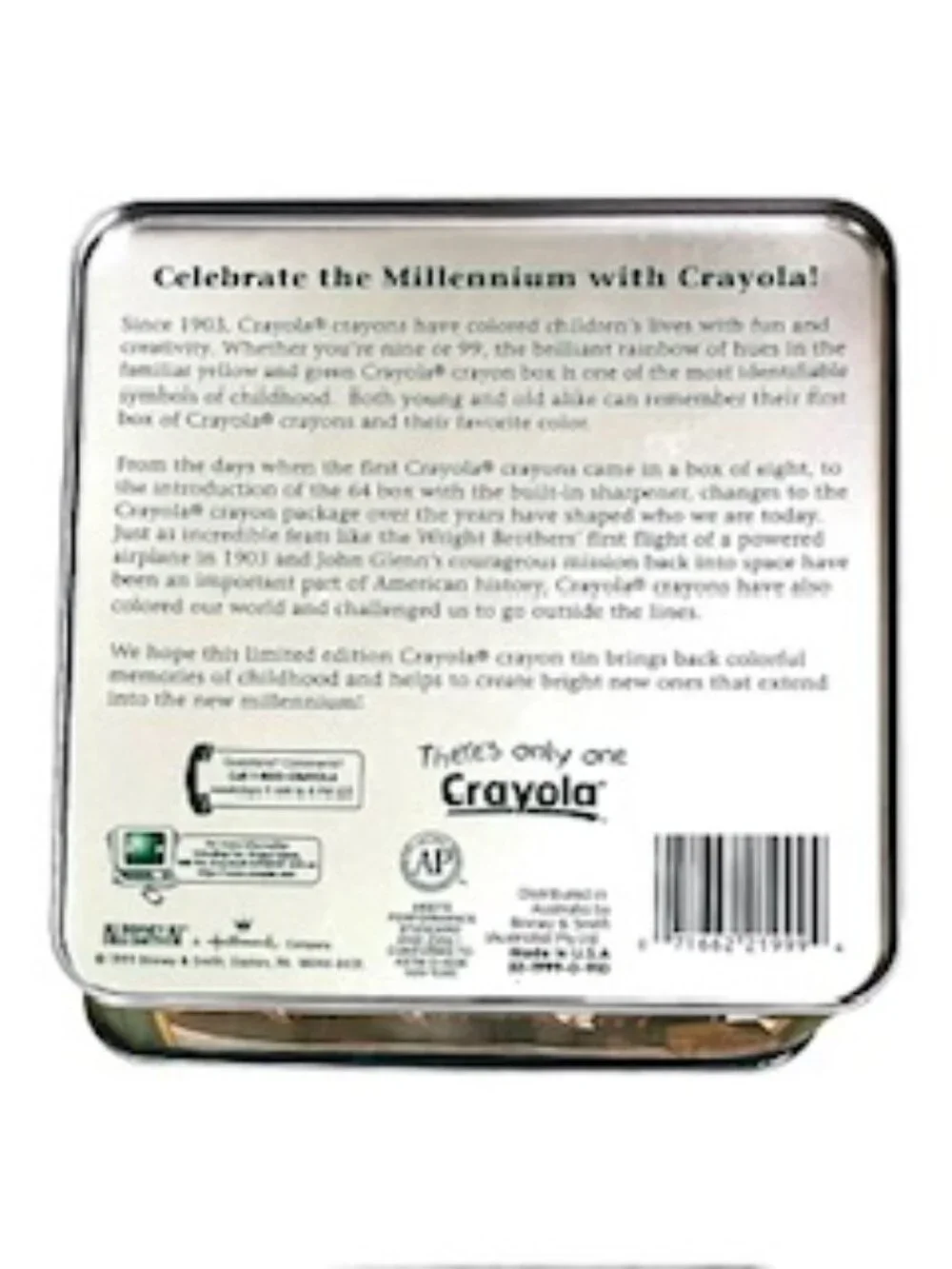 Crayola's Millennium Collector Tin With 64 Crayons And Sharpener, New, USA